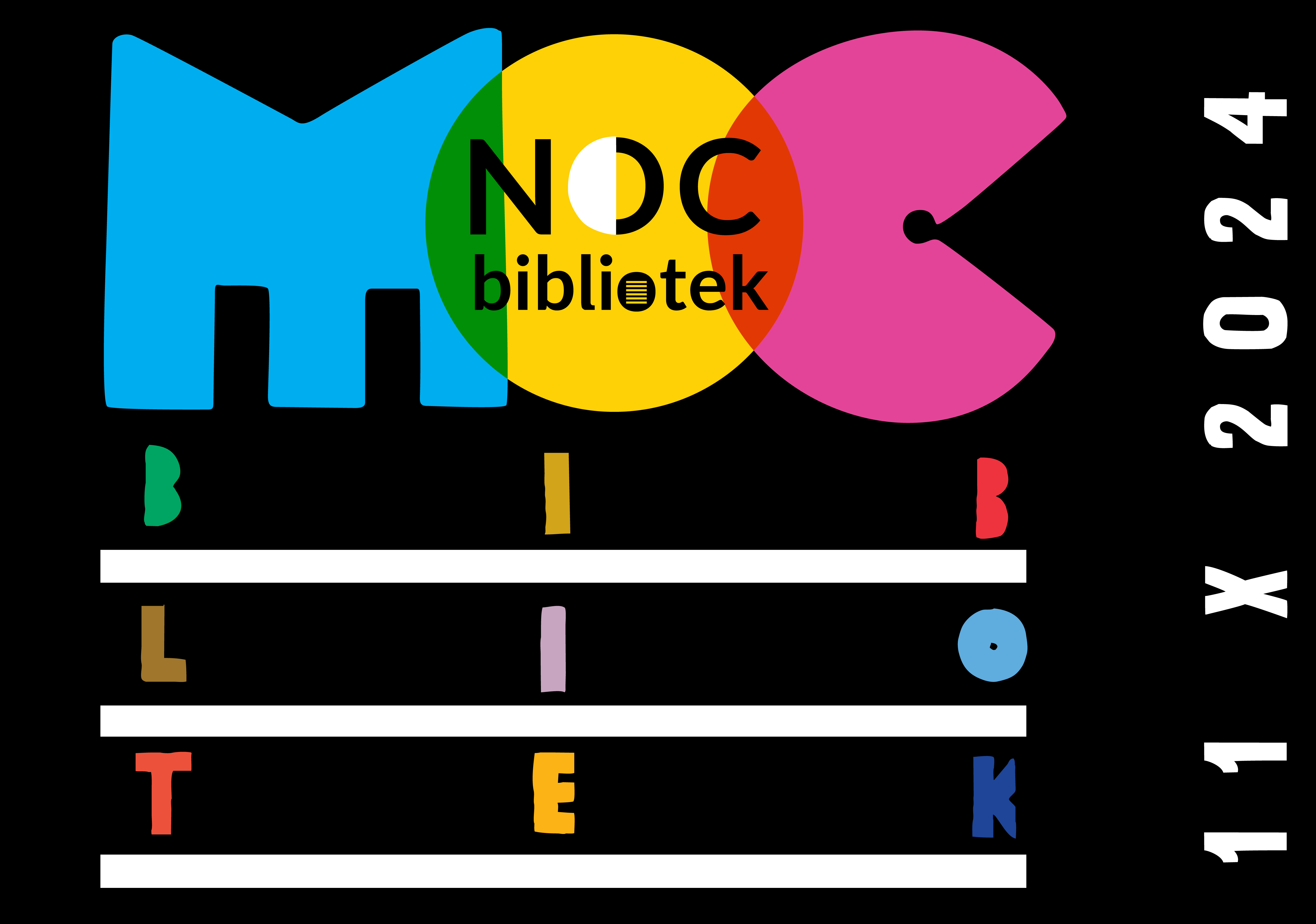 Logo Nocy bibliotek, napis 11.10.2024. moc bibliotek