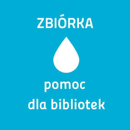 napis zbiórka pomoc dla bibliotek